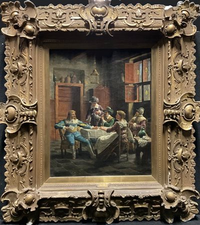 Wilhelm Friedrich Giessel "Interno di osteria" 
olio su tela (cm 55x40)
firmato