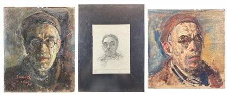 Donato Frisia "Lotto composto da tre autoritratti di cui due ad olio su compensa