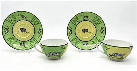 HERMÈS, Paris
Set da colazione "Africa" composto da due tazze e due piattini in