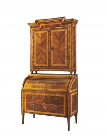 Trumeau lastronato, filettato e intarsiato in palissandro, ulivo, bois de rose