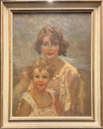 Giuseppe Maldarelli "Mamma con bambino" 
olio su cartone (cm 60x45)
firmato in b