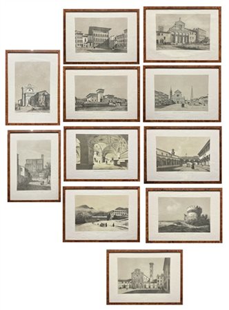 Gruppo di undici riproduzioni raffiguranti "Vedute di città toscane"
(al visibi