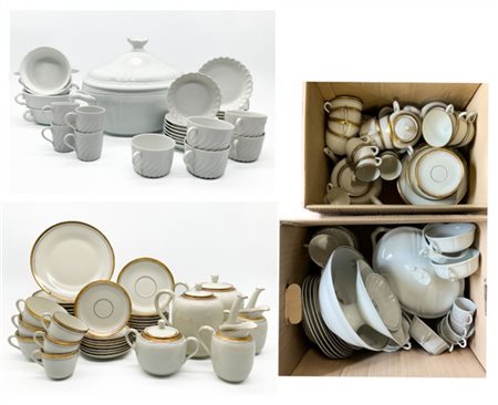 Richard Ginori Tre cartoni contenenti numerosi oggetti per la tavola di ceramica