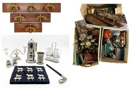 Tre cartoni contenenti numerosi oggetti di diverso uso, materiale ed epoca diff