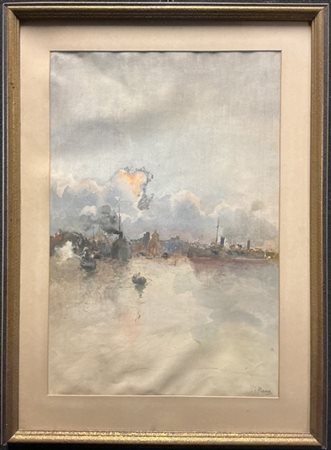 Giuseppe Ferdinando Piana "Porto di Genova" 
acquerello su carta (cm 46x30)
firm