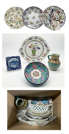 Manifatture differenti, secoli XIX-XX. Cartone contenente numerosi oggetti in m