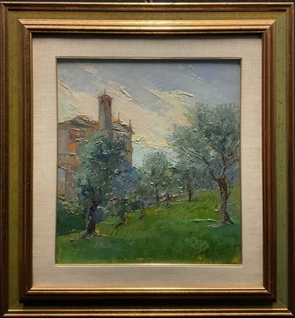 Eugenio Polesello "Verso il Vittoriale, Lago di Garda" 1934
olio su compensato (