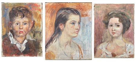 Donato Frisia "Lotto composto da tre dipinti ad olio su tela raffiguranti "Ritra