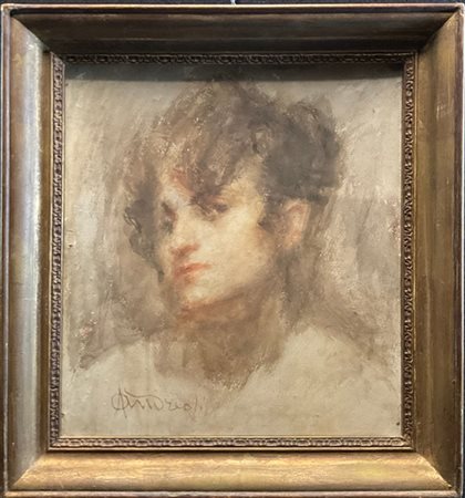 Attilio Andreoli "Ritratto di fanciulla" 
acquerello su carta (cm 42x38)
firmato