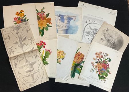 Cartella contenente numerosi disegni e tecniche miste, tra cui alcuni di Giusep