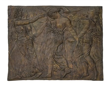 HERTA OTTOLENGHI WEDEKIND "Bassorilievo in bronzo raffigurante Baccanti" Pieveli