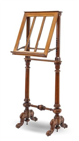 Leggio da terra in mogano con piano d'appoggio regolabile, sostegni scanalati s