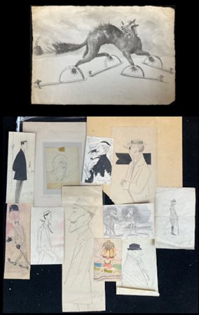 Giuseppe Sidoli Cartella contenente numerose caricature di tecniche e misure dif