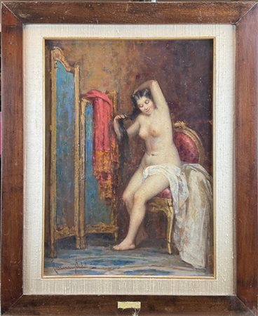 Nazzareno Sidoli "La modella" 
olio su compensato (cm 43x30)
firmato in basso a