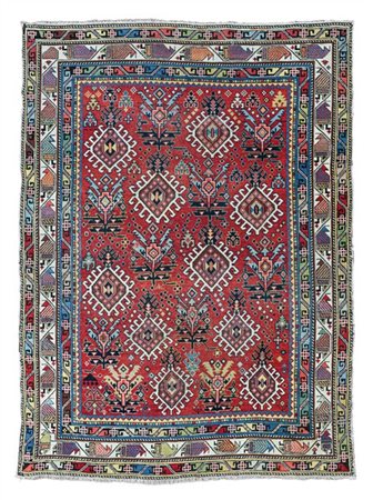 Tappeto Shirwan, Caucaso, inizio secolo XX. Decoro con Memling Gul a file geome