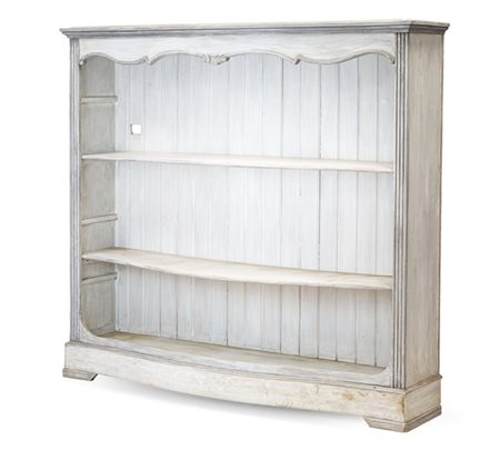 Etagère in legno dipinto di forma mossa a tre ripiani (cm 180x165x40) (difetti)