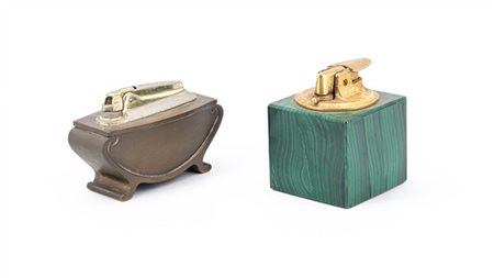 Ronson, lotto composto da due accendini di cui uno rivestito in malachite (dife