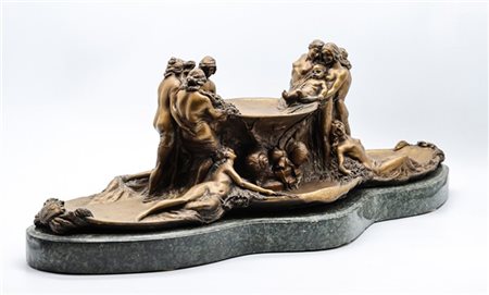 DOMENICO MASTROIANNI "Scultura in bronzo a patina dorata con base di forma ovale