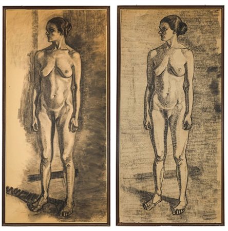Ignoto del secolo XX

"Coppia di nudi femminili" 
carboncino su carta (cm 180x8