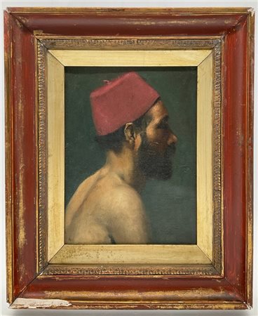 Scuola del secolo XIX

"Profilo maschile con fez" 
olio su tela (cm 21x16)
in c