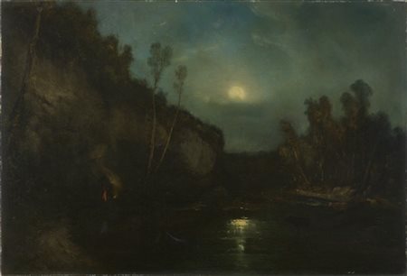 Ugo Manaresi "Al chiaro di luna" 
olio su tela (cm 74x108)
firmato in basso a si