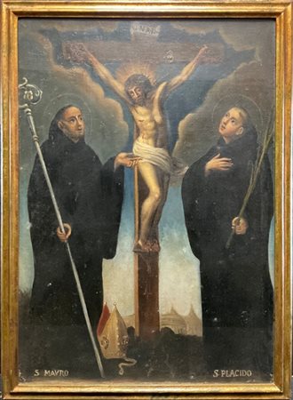 Ignoto

"Gesù crocifisso tra due santi francescani"
olio su tela applicata su c