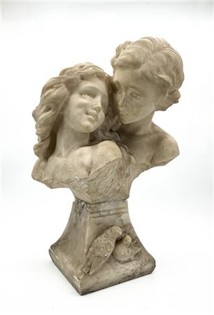 Giovanni Brogi "Amor fraterno" 
scultura in marmo su base in marmo (h cm tot 50)