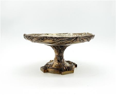 Adolphe Boulenger, Parigi, 1876-1899. Alzata in bronzo argentato con coppa circ