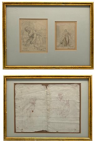 Lotto composto da due disegni del secolo XIX (firma indecifrata), montati in un