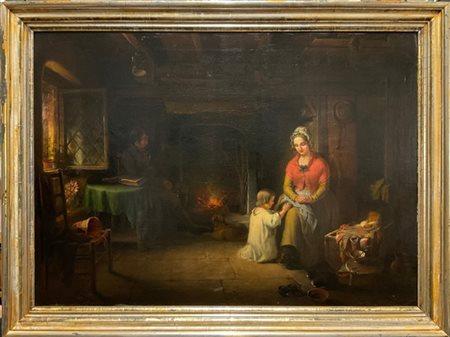 EDWIN COCKBURN "La preghiera della sera" 1854
olio su tela (cm 75x105)
firmato e