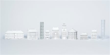 Seletti “Palace” – Servizio da tavola da sei architettonico in porcellana di Limoges, Designer Selab + Alessandro Zambelli. Produzione 2011.