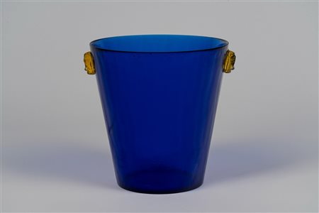 Secchiello porta ghiaccio in vetro blu di Murano