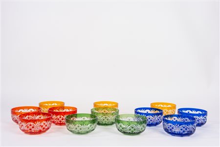 Servizio da 12 coppe da gelato in cristallo di Boemia