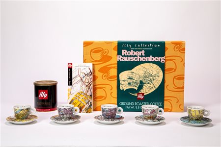 Robert Rauschenberg (Port Arthur 1925 - Captiva Island 2008)  - Set di cinque tazzine da espresso, edizione Illycaffè “Illy Collection”, numerate e firmate., Mitterteich Bavaria Germany, 1998