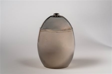 Porta ghiaccio con coperchio in metallo argentato, Macabo