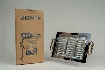 Kromex Vogue Chrome Giftware Three section Server, American production, circa 1960s 