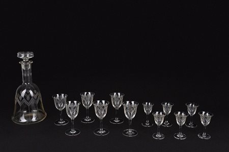 Servizio da liquore in cristallo molato