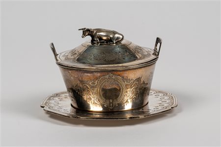 Mastello porta burro con piattino, London, early 20th century