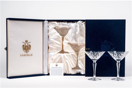 Fabergè. Quattro coppe da Martini in cristallo incolore