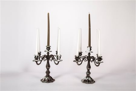 Coppia di candelabri a cinque fiamme, Udine, second half of the 20th century