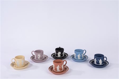 Sei tazzine con piattino "Dancing hours" Wedgwood, Inghilterra 