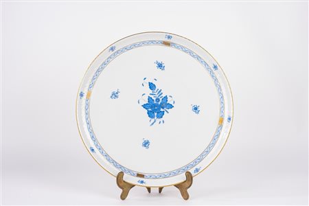 Grande piatto da portata in porcellana bianca e blu, Herend, Ungary