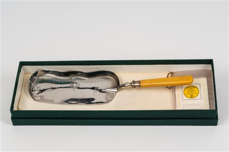 Paletta da dolce in metallo argentato entro scatola marcata M. Bardelli