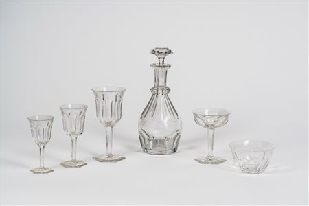 Servizio di calici in cristallo incolore "Malmaison". Francia, Baccarat, seconda metà del XX secolo