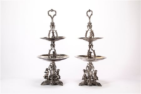 Coppia di grandi alzate portafrutta, Austro-Hungarian Empire circa 1870