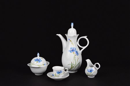 Servizio da caffè da dieci in porcellana Wellenspiel Blu Cornflower, Meissen