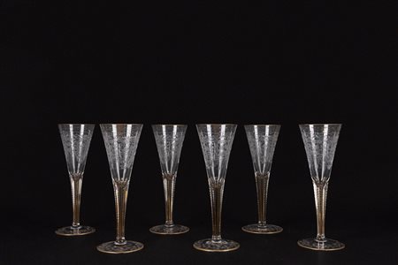 Moser. Servizio da sei flute in cristallo