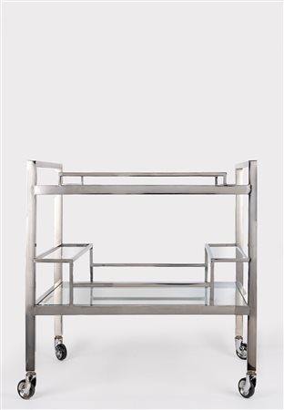 Carrello in acciaio e vetro temperato