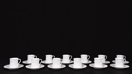 Servizio da caffè da dodici in porcellana Ginori, inizi secolo XX