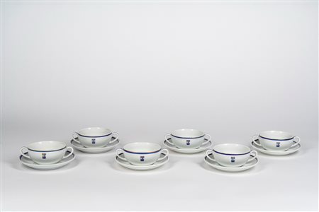 Ginori - Servizio di sei coppette da consommé con relativi piattini, 1960s – 1970s of the 20th century
